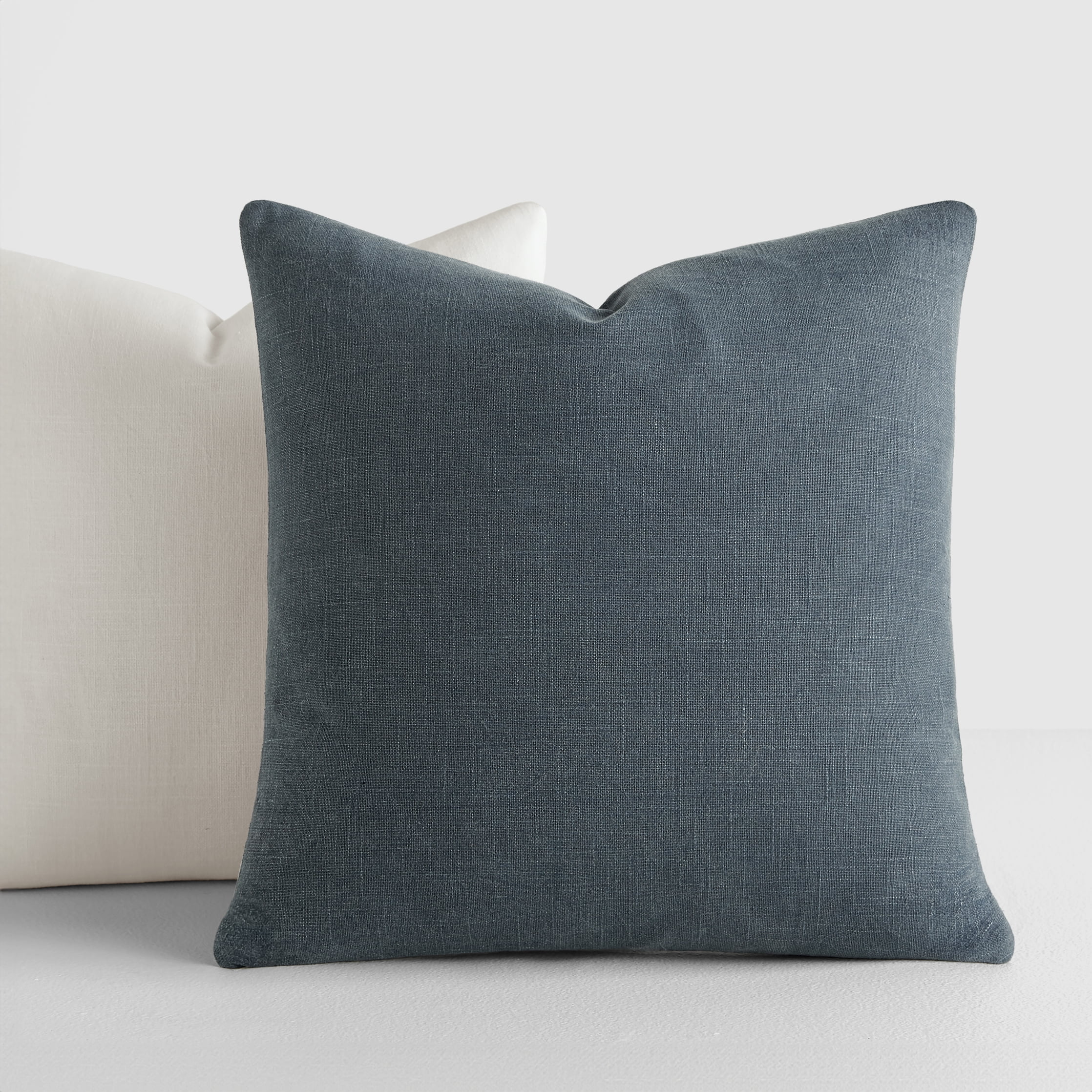 Noble Linens 2-Pack Cotton Slub Decor Throw Pillows Solids Navy & White