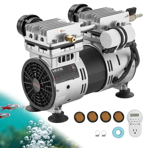 VEVOR Pond Aerator, 6.7CFM 1 HP Air Compressor, Lake Aerator for Ponds up to 3 Acres, Overheat Protection & Anti-Backflow Valve, 745W Powerful Motor, Pond Aeration Pump for Water Oxygen Circulation