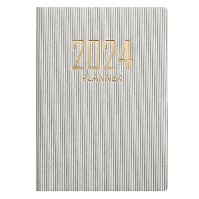 CSChome A7 2024 English Planner A7 2024 English Planner Faux Leather Hardcover 180 Pages Ink Proof Mini Journal Dairy Pocket Notebook Student Supplies