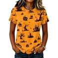 thumbnail image 2 of Halloween Tops for Women Short Sleeve Crewneck Witch Print T Shirts Funny Halloween Costume Party Top, 2 of 7