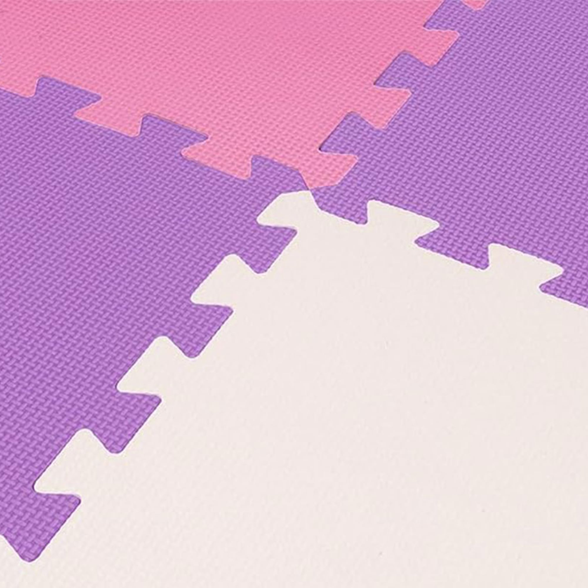 BalanceFrom 16-Pack 12”x12” Interlocking Puzzle Play Mat, 0.4” Thick, Pink/Purple/Beige