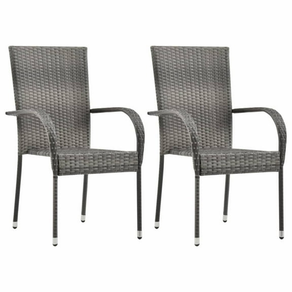 Casafoyer Stackable Outdoor Chairs 2 pcs Gray Poly Rattan