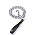 thumbnail image 1 of Correa para cachorros con cadena de entrenamiento para caminar para perros y mascotas con mango de cuero de PU (negro, 4 mm * 120 cm), 1 of 1