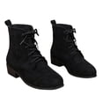 thumbnail image 6 of FRSASU Womens Faux Suede Lace‑Up Ankle Booties, Low Chunky Heel Round Toe Casual Short Boots with Back Pull Loop Dress Boots Black, 6 of 6