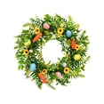thumbnail image 2 of Easter Plastic Wreath for Front Door with Colored Eggs and Carrots Spring Holiday Decorations Indoor Outdoor Home Decor for Patio Porch Wall(Green), 2 of 9