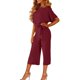 thumbnail image 4 of Gibobby Monos de Moda Casual Verano Color Sólido Sin Mangas Pantalones Capri Cintura Alta Corbata Mono(Vino， S), 4 of 4
