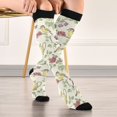thumbnail image 5 of FORMRS Womens Knee High Socks Casual Long Thick Travel Daily Wear, 1 Pair, Purple Birds Teapots, 5 of 6