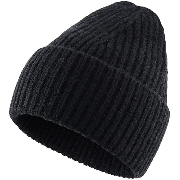 Men Women Winter Cuffed Rib Knit Beanie Watch Hat Thick Warm Skull Cap