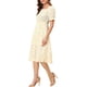 thumbnail image 4 of Vestido Midi de Mujer INSPIRE CHIC con Cuello Cuadrado, Mangas Cortas Abullonadas y Estampado Floral, Naranja, Talla S, 4 of 6