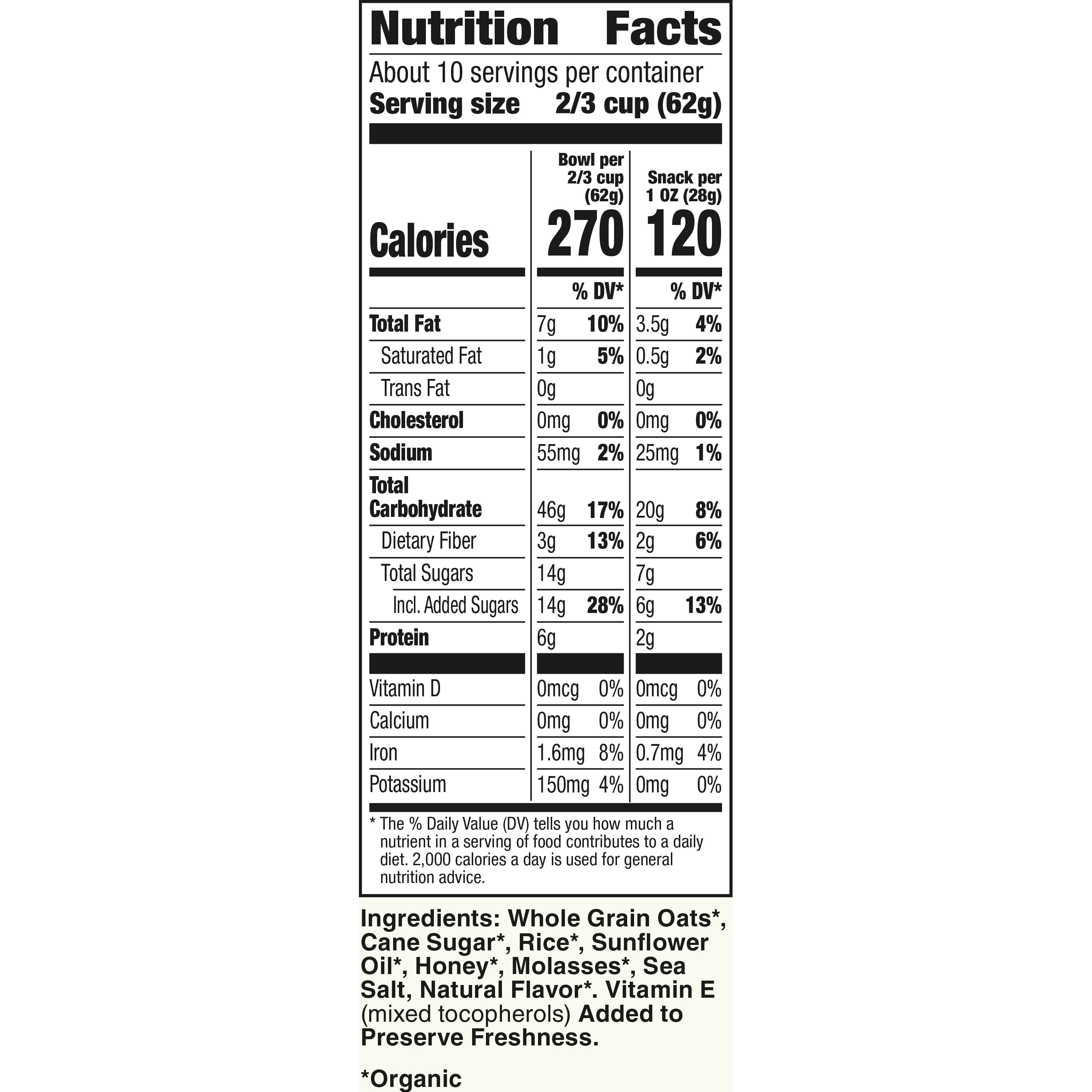 Cascadian Farm Organic Oats and Honey Granola Cereal, 22.4 oz