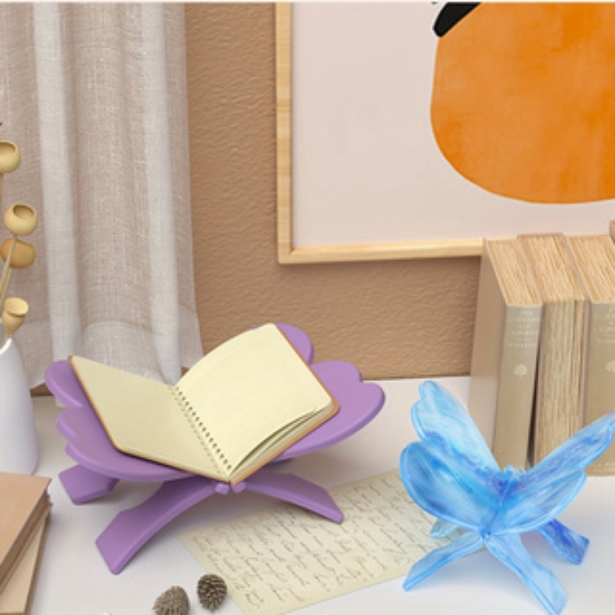 2PCS Epoxy Resin Butterfly Bookends Book Holder Mold, Silicone Casting Mold for Home Decor, DIY Handmade Jewelry Crafts Crafts Tools, Floral Preserved Keepsake Bookends Book Holder Kit