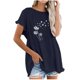 thumbnail image 1 of Blusa de manga corta con estampado regular de flecos y cuello redondo de algodón y cáñamo para mujer OAVQHLG3B Store  lin121212, 1 of 5