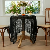 Mouliraty Lace Tablecloth, French Dining Table Coffee Table Cover Towel Lace Hollow Table Cloth Rectangular Decorative Round Table, Black