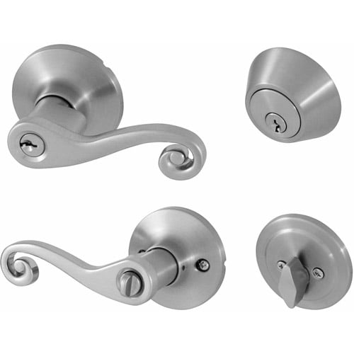 Honeywell Scroll Lever Combo Door Lock, Satin Nickel