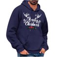 thumbnail image 2 of EchfiProm Mens Graphic Hoodies Pullover Merry Christmas with Pockets Hooded Funny Blue Sweatshirt for Men M, 2 of 4