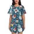 thumbnail image 1 of Fotbe Christmas Snowman Gift Conjunto de Pijama Estampado para Mujer, 2 Piezas, Ropa de Dormir con Camiseta de Manga Corta y Shorts Suaves-4X-Large, 1 of 6