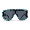 thumbnail image 1 of Large Rhinestone Show Sign Racer Shield Oversize Sunglasses Black Blue, 1 of 4