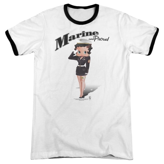 Betty Boop Marine Boop Adult Ringer White Black
