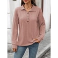 thumbnail image 3 of jinghuiyue Women Polo Shirts Long Sleeve Collared Button down Shirt V Neck Business Casual Pullover Tops XL, 3 of 6