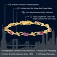 thumbnail image 2 of Gem Stone King 18K Yellow Gold Plated Silver Pink Created Sapphire and Diamond Greek Vine Tennis Bracelet for Women | 4.63 Cttw | 7 inch, 2 of 6
