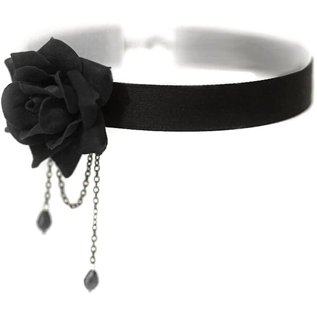 Elegante Collar Retro Con Colgante De Rosa, Estilo Gótico, Lolita, Encaje Negro