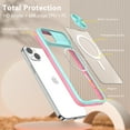 thumbnail image 2 of Crystal Clear Design for iPhone 14 Plus Case with Camera Lens Sliding Cover, Military Grade Drop Protection Non-Yellowing Slim Transparent Shockproof Phone Case for iPhone 14 Plus, Skyblue, 2 of 6
