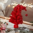 thumbnail image 3 of Small Christmas Tree 17.72In, Bendable Table Top Christmas Tree with Green Ball, Artificial Whimsical Decor for Home Office Holiday Party (Red), 3 of 6
