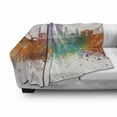 thumbnail image 3 of Seattle Skyline Soft Flannel Fleece Throw Blanket, Seattle Skyline in Watercolor Effect Colorful Paint Splatters, Cozy Plush for Indoor and Outdoor Use, 50" x 70", Multicolor, by Ambesonne, 3 of 6