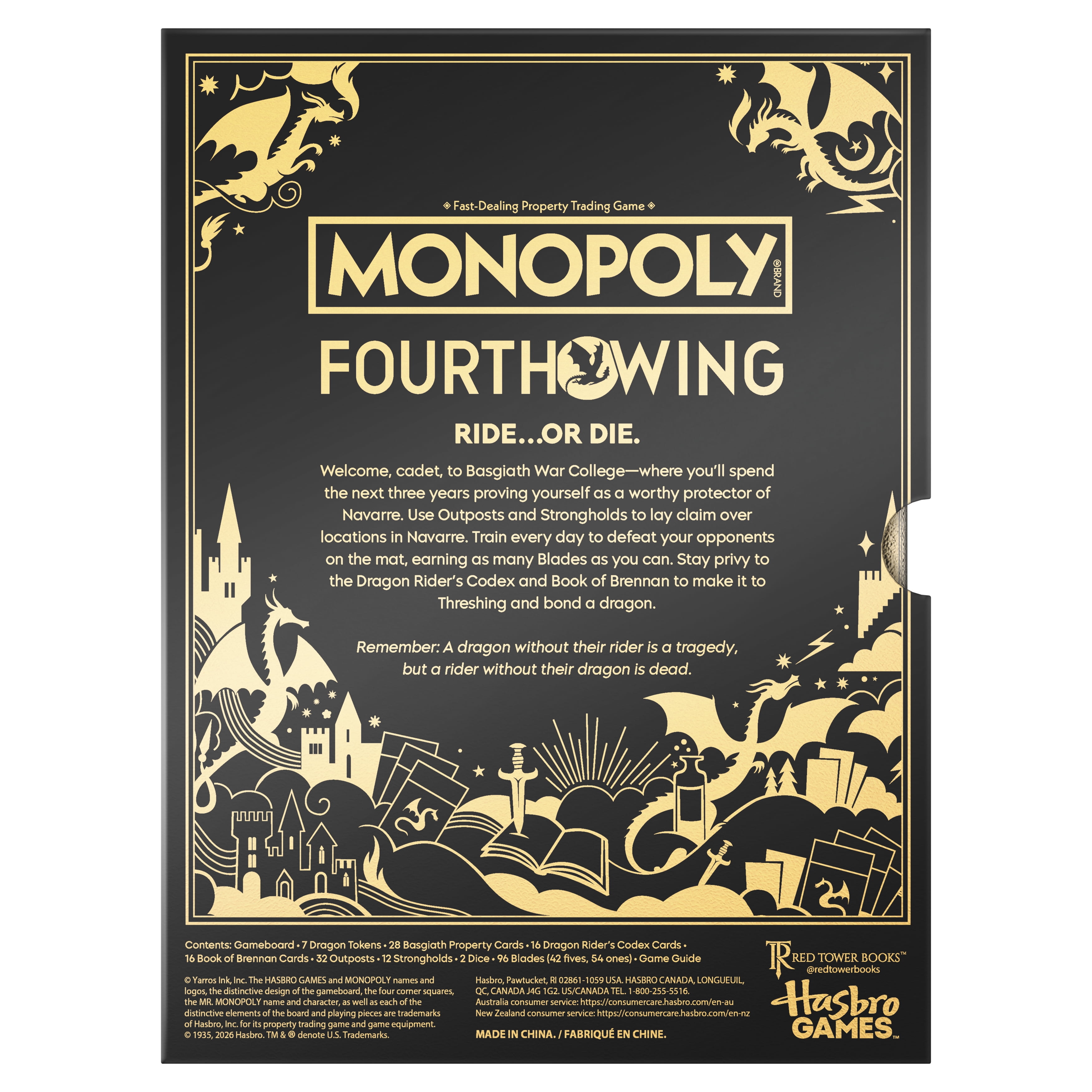 Monopoly Fourth Wing Edition Board Game, Officially Licensed Game for Ages 17+