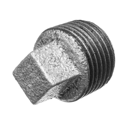 Pipe Fittings - Galvanized Malleable Iron - Class 150 - Square Head Plug - 3/8" BSPT Male