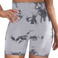thumbnail image 1 of Gibobby Shorts Deportivo Pantalones de cintura alta deportivos con estampado teñido de corbata a la moda para mujer Pantalones elásticos delgados(Plateado, M), 1 of 4