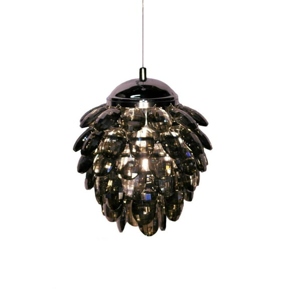 Bethel International Single Pendant Lighting Chrome Iron & Crystal