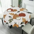 thumbnail image 4 of Eveokoki Fall Round Tablecloth,Harvest Tablecloth 60 inch,Pumpkins And Leaves Indoor or Outdoor Holiday Table Harvest Fall Decorations for Home,Dinner, 4 of 5