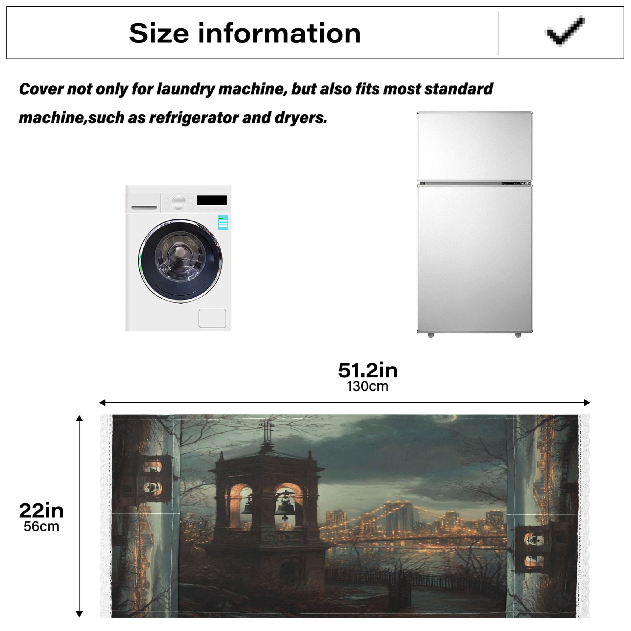 Bell TowerWasher and Dryer Covers Dust-Proof and Oil Resistant Fridge Cover with 4 Storage Pockets Washing Machine Top Cover for Laundry Kitchen Home 51.2 x 22 In