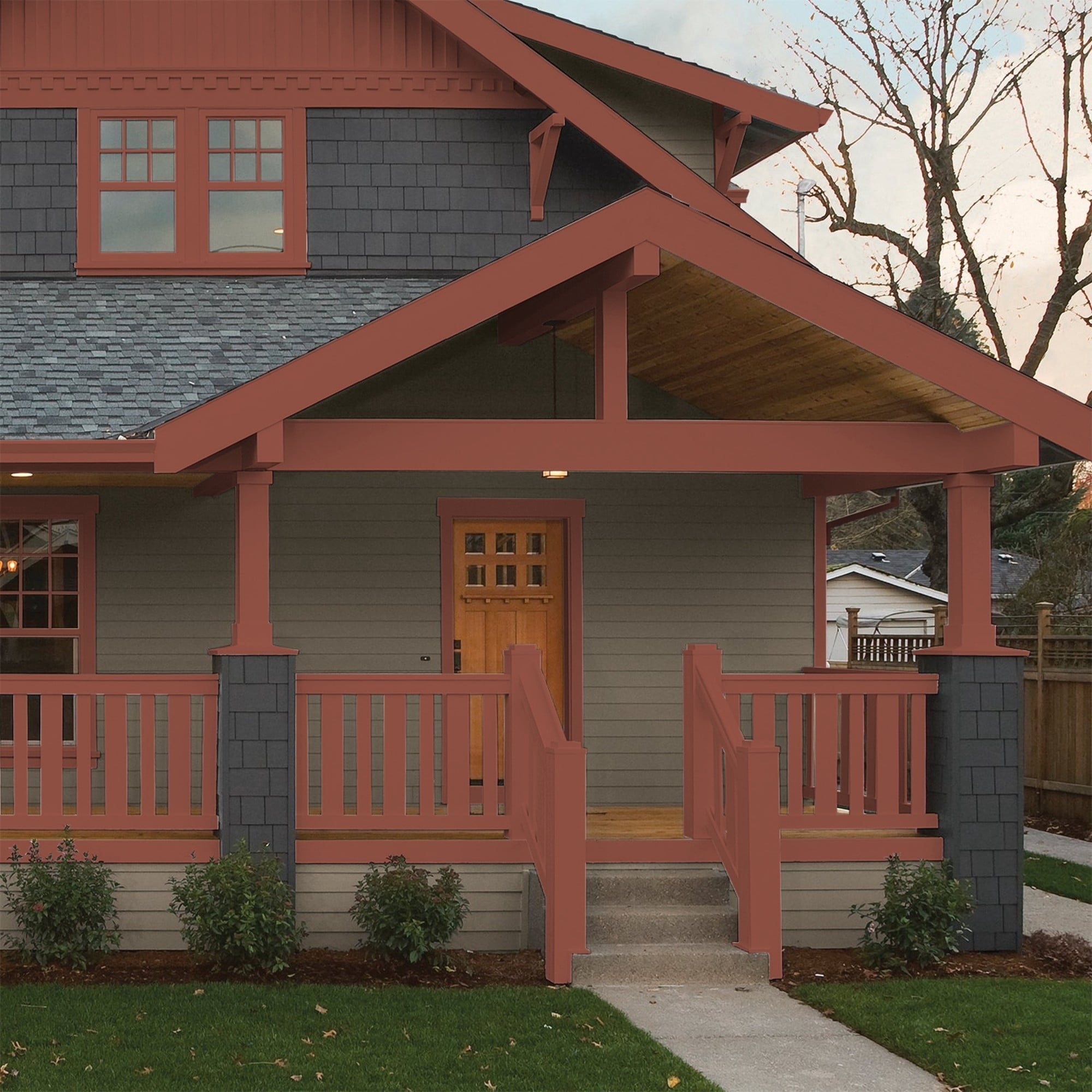 Glidden One Coat Baked Bean / Red Semi-Gloss Exterior Paint with Primer, 1 Gallon