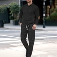 thumbnail image 6 of RUTAYY Men's Outfits Casual Sports 2 Piece Loose Fit Solid Color Long Sleeve Workwear Everyday Wear Classic Chic Sets, 6 of 9