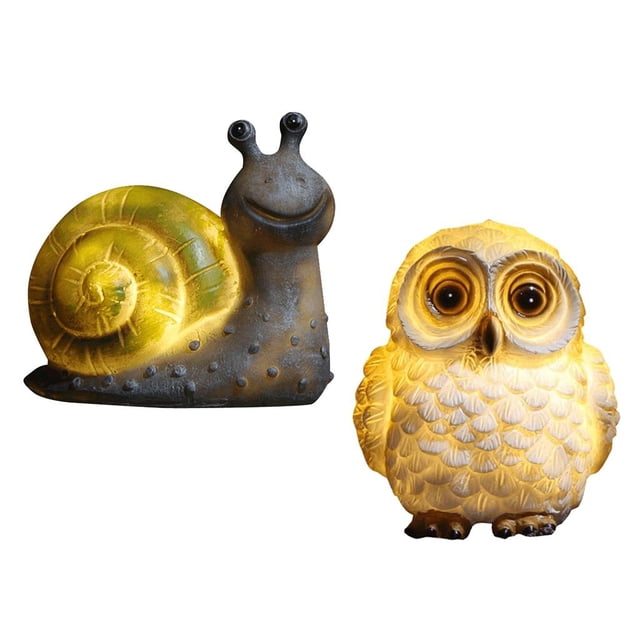 2pcs Resina Caracol Y Animal Luces Jardín Escultura Exterior Paisaje Césped Ornamento Cola Luces de animales de jardín al aire libre