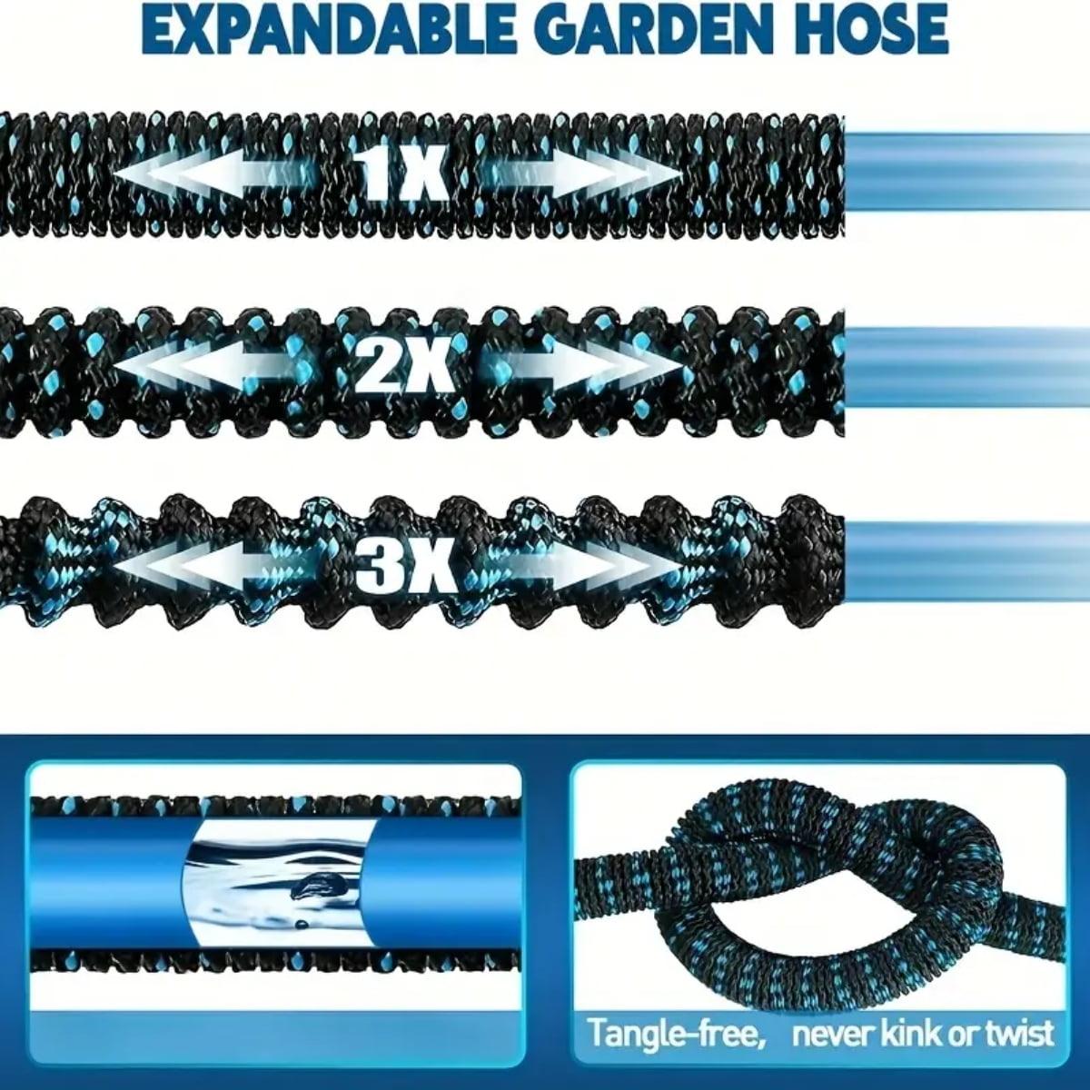 Garden Hose 100ft Kink-Free for Outdoor Water Hose Upgraded Leakproof Lightweight No-Kink 100ft Garden Hose