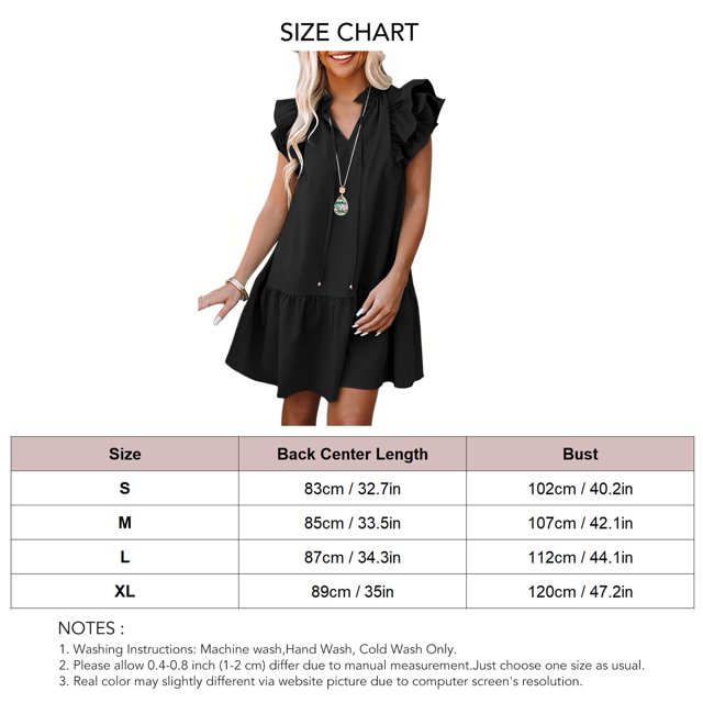 Vestido con cuello en V y mangas con volantes, vestido túnica de verano con cuello en V y cordón para mujer, elegante y estético