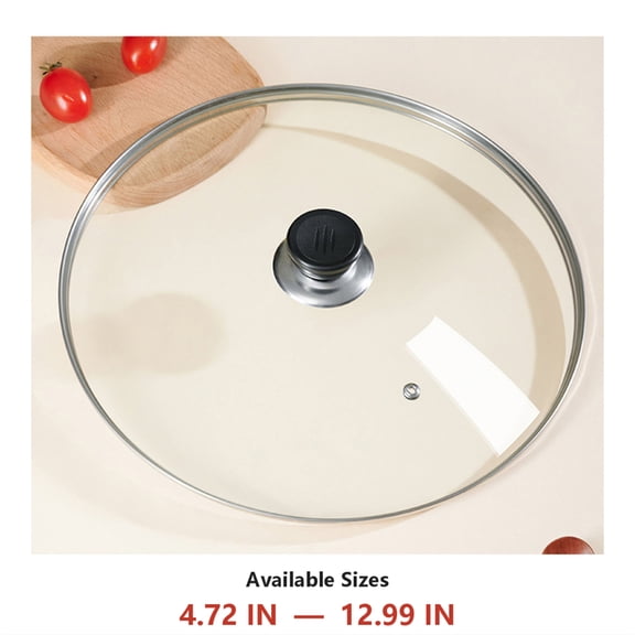 PYURTEP Tempered Glass Lid, Heat Resistant Cookware Cover with Stainless Steel Rim, Universal Lid for Pot, Pan, Skillet