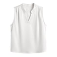 thumbnail image 4 of Wang6 Womens Satin Plus Size Tank Tops Elegant Sleeveless V Neck T Shirts Summer Solid Loose Fit Shirts Tops White XXL, 4 of 4