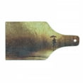 thumbnail image 1 of Modern Cutting Board, Silhouette of Lonely Woman Under Rain with Umbrella Dramatic Paint Picture, Tempered Glass Cutting and Serving Board, Wine Bottle Shape, Pale Caramel Yellow, by Ambesonne, 1 of 1