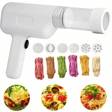 Handheld Pasta Maker,6-in-1 Cordless Electric Portable Noodle Machine,Automatic Dough Press,Homemade Ramen Spaghetti