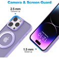 thumbnail image 6 of 360° Rotatable Magnetic Ring Stand for iPhone 15 Pro Max Case Magsafe, Shockproof Protective Slim Translucent Back iPhone 15 Promax Case for Men Women 6.7 - Lilac, 6 of 6