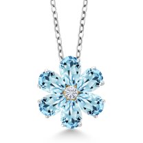 Gem Stone King 925 Silver and 10K Yellow Gold Pear Shape Flower Pendant with Chain Topaz Moissanite (3.07 Cttw)