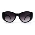 thumbnail image 2 of Womens Oversize Round Thick Temple Chic Plastic Cat Eye Sunglasses Black Smoke, 2 of 4