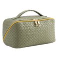 thumbnail image 1 of Bolsa cosmético de cuero PU de lavado con patrón de tejido de moda Suave para nadar Fitness Tmvgtek Para Estrenar, 1 of 6