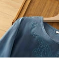 thumbnail image 6 of WCMZJ Long Sleeve Cotton Linen Shirts for Women Dressy Casual Side Button Down Embroidered Tops Loose Comfy Fall Blouses Blue L, 6 of 9