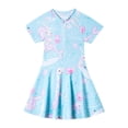 thumbnail image 5 of Lullu Girls Half Zip Short Sleeve Rashguard Swim Dress One-Piece Swimsuit with UPF50+, 5 of 8