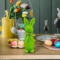 thumbnail image 6 of Easter Flocked Bunny Statue With Bow - High-End Standing Decor For Home Garden & Courtyard, Spring Festive Accent, Perfect Easter Decorations & Year of The Horse Essential, 2.7*9.6in, Green, 6 of 6